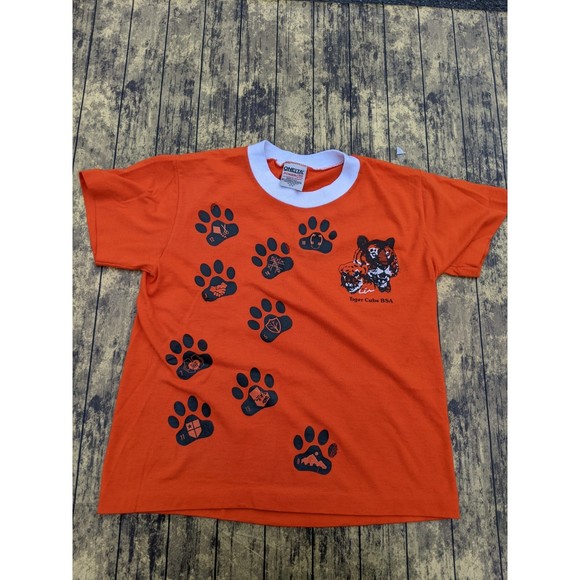 Vintage Cub Scouts Tiger Cubs Orange Oneita Power 50 Plus Shirt Kids M 10-12 - Picture 1 of 4